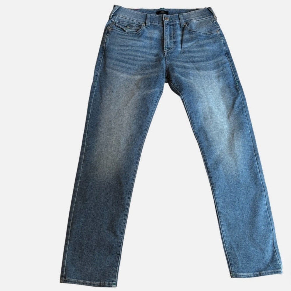 NEW TRUE RELIGION MENS ROCCO RELAXED SKINNY FLAP JEANS Light Wash 32x32 MSRP$159 - Picture 6 of 7